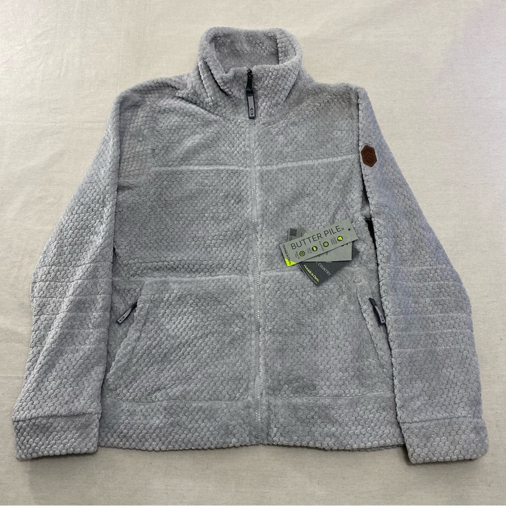 NWT FREE COUNTRY Women's Light Weight Butter Pile Fleece Jacket (Large) – Gray